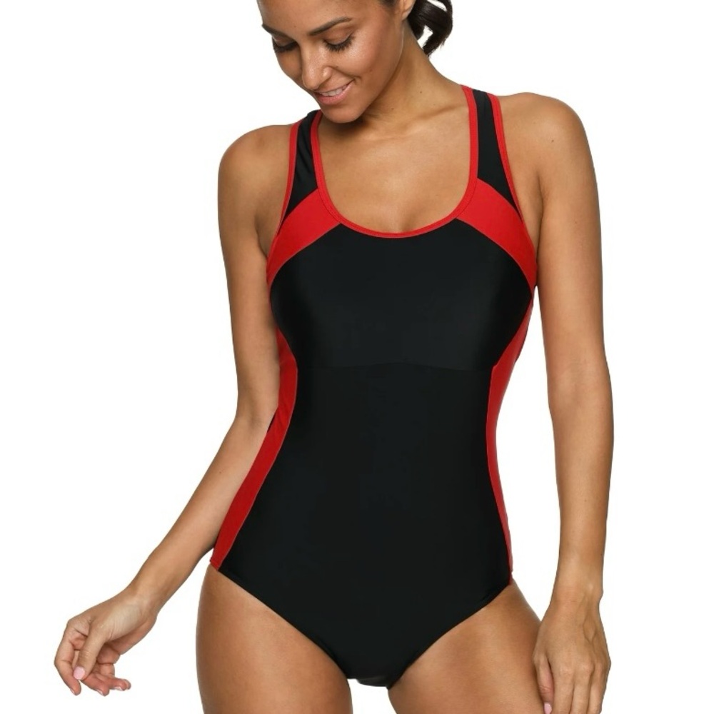 A pretty one piece swim suit that is flattering to all body types.